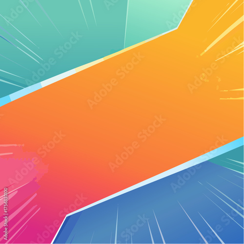 Comic pop art colorful banner background with scratchy frame and halftones. Dynamic vibrant background texture with text place.