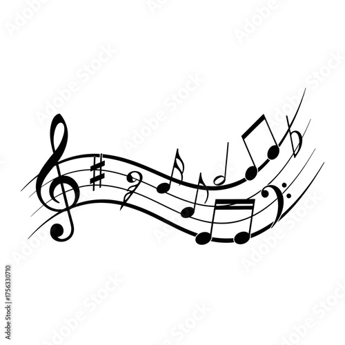 "Flowing Musical Notes and Treble Clef Design for Music Lovers"