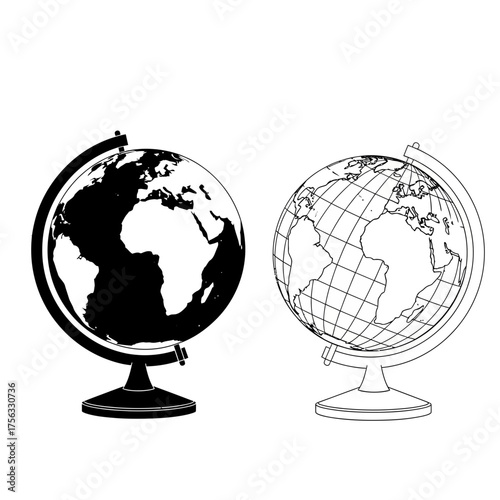 World Globe Icon Set for Geography, Education, and Global Concepts"