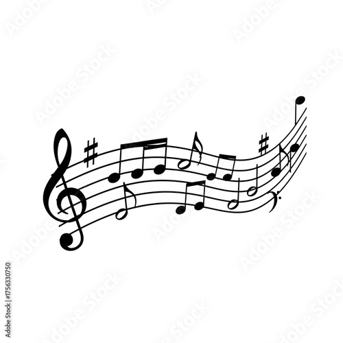 "Flowing Musical Notes and Treble Clef Design for Music Lovers"