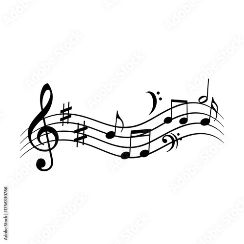 "Flowing Musical Notes and Treble Clef Design for Music Lovers"