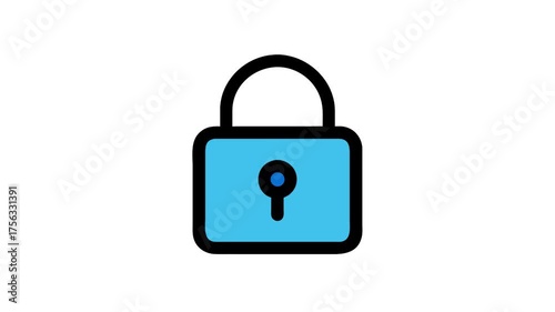 Padlock on White Background with blue lock and detail
