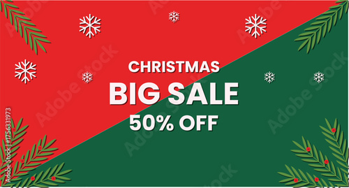 Festive Big Sale Banner with 50 Percent Offer
