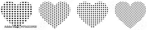 Heart vector icons collection in pattern style. Heart icons vector set isolated. Valentine romance heart icon set vector. Clean love heart vector icons pack. vector icons