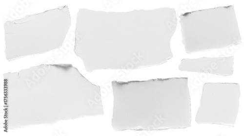 Wallpaper Mural set - collection of torn white paper scrap or different shapes of ripped sheets isolated against a transparent white background ideal for digital collage designs or base for text grunge design element Torontodigital.ca
