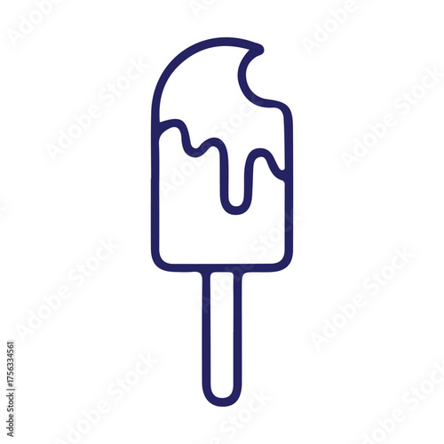 Delicious Ice Cream Bar with a Bite Taken Out and Dripping Chocolatey Topping