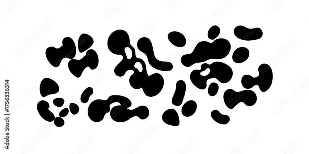 Fototapeta premium Random black shapes set. Organic abstract splodge elements monochrome collection. Blob shapes vector. icon 