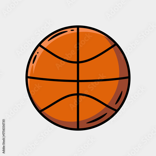 Illustration of a vibrant orange basketball against a clean white backdrop perfect for sports themed graphics and designs emphasizing athleticism and team sports