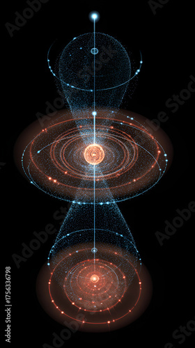 Wallpaper Mural Quantum Entanglement Visualization, Symmetrical Cosmic Energy Fields, Dual-Orb Particle Physics Diagram Torontodigital.ca