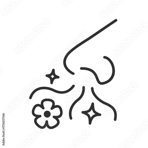 nice smells, pleasant smell, thin line vector illustration