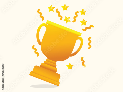 3D winners Trophy cup, vector award nomination background with achieve success