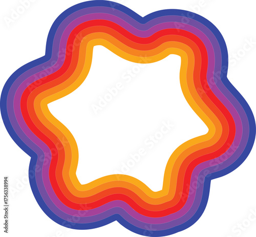 Rainbow Wavy Star Frame or Border