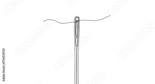 Sewing needle with thread for crafting and textile projects  