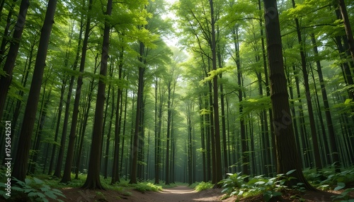 a big forest coverd with beautifull green tall trees