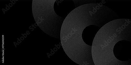 Abstract grey and red circle line vector on dark background. Modern simple overlap circle lines texture creative design. Suit for poster, cover, banner, flyer, brochure, presentation, website