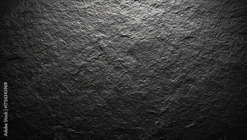 Close-up of a dark, textured surface resembling rough stone. Gradient lighting accents the details