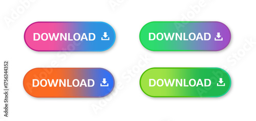 Download button icon vector. Colorful gradient Rounded Web UI Icons