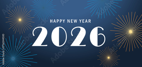 Happy new year 2026 celebration with fireworks background