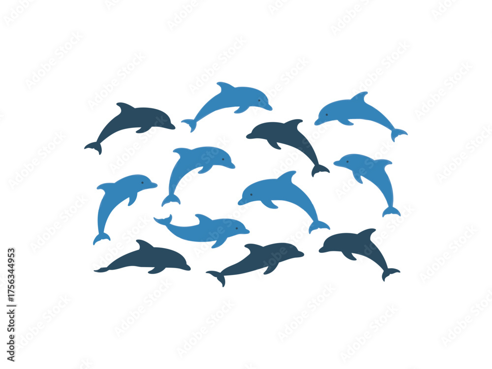 Obraz premium Dolphin fish animal silhouette. Good use for symbol, logo, mascot, web icon, sticker design, sign, or any design you want. Easy to use.