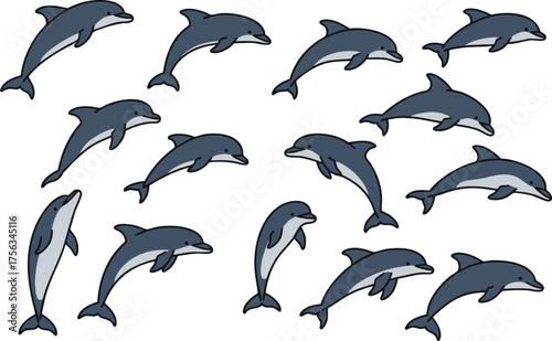 Dolphin fish animal silhouette. Good use for symbol, logo, mascot, web icon, sticker design, sign, or any design you want. Easy to use.