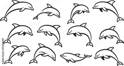 Dolphin fish animal silhouette. Good use for symbol, logo, mascot, web icon, sticker design, sign, or any design you want. Easy to use.