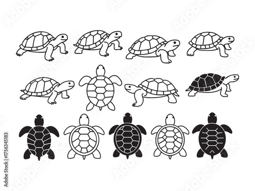 turtle animal silhouette. Good use for symbol, logo, mascot, web icon, sticker design, sign, or any design you want. Easy to use.