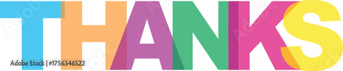 Colorful thanks text design for expressing gratitude and appreciation in bright vibrant hues