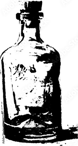 Monochrome high contrast glass bottle design for print and decor