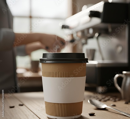 Gobelet en carton pour le café avec une étiquette blanche