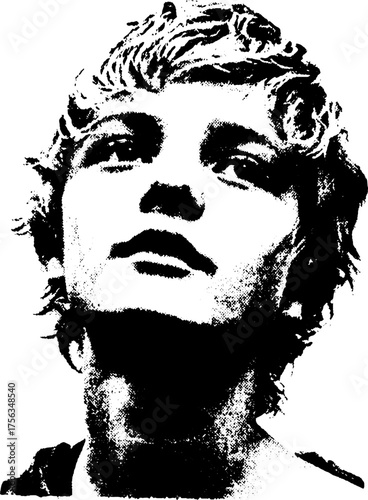 Black and white retro portrait with high contrast effect