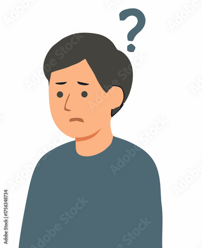 Puzzled Man Cartoon Vector of Uncertainty, Doubt, and Inquiry