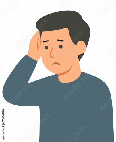 Man Experiencing Headache Illustration Depicting Pain, Discomfort, and Mental Anguish