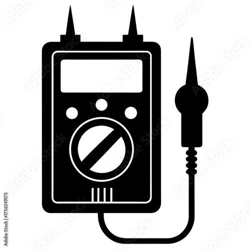 Silhouette of Multimeter on white background