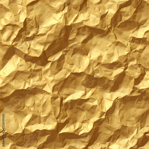 Metallic Gold Foil Crumpled Paper Texture Background Banner Poster Wallpaper
