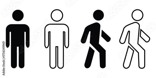 Walking and Running People Vector Icons – Flat Pictogram Set for Activity and Movement