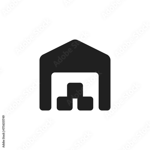 Warehouse, linear icon. Storage facility for goods and logistics