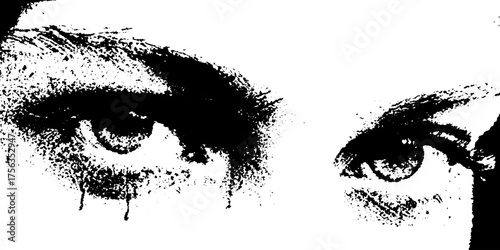 Dramatic black and white eyes collage for artistic design