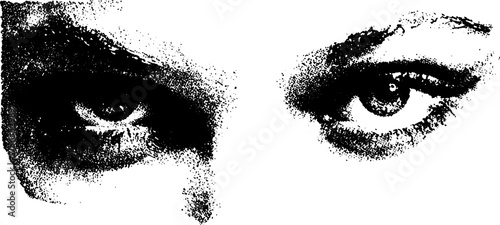 Surreal eye orbit design in black and white for poster art and tattoo inspiration