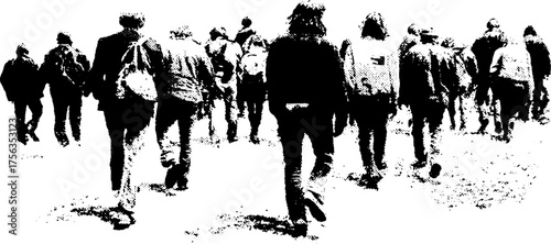 Monochrome faceless crowd illustration for artistic projects and design concepts