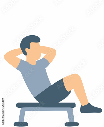 Person doing situps on a bench, showcasing fitness and exercise, perfect for health and wellness themes