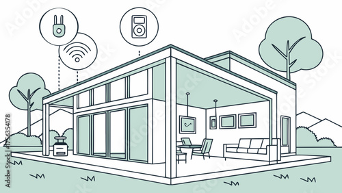 Smart Home Controlled by AI – Modern Vector Concept of Technology Making Human Life Easier