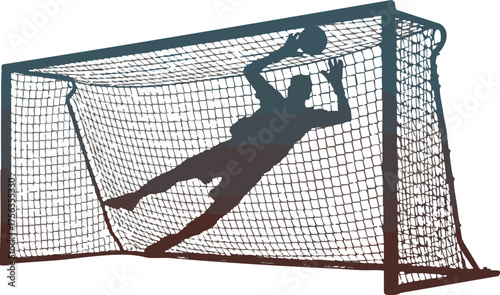 Goalkeeper Diving to Save a Goal in a Soccer Match