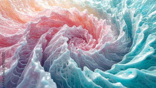 Explorando las olas de colores suaves en un horizonte texturizado lleno de formas hipnóticas y armoniosas que evocan calma y belleza