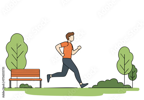 A man runs outdoors on Obesity Day, symbolizing health and wellness.  A vibrant, active lifestyle scene.  Bright, cheerful, and optimistic.