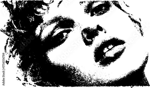 Surreal black and white high contrast portrait in punk grunge style