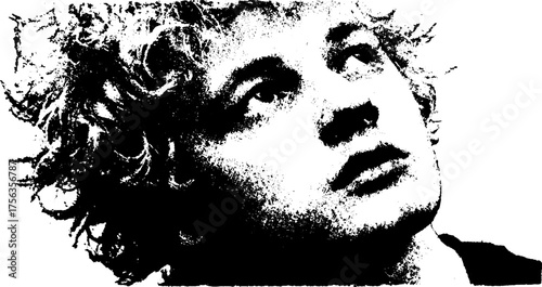 Surreal black and white high contrast portrait art with gritty textures