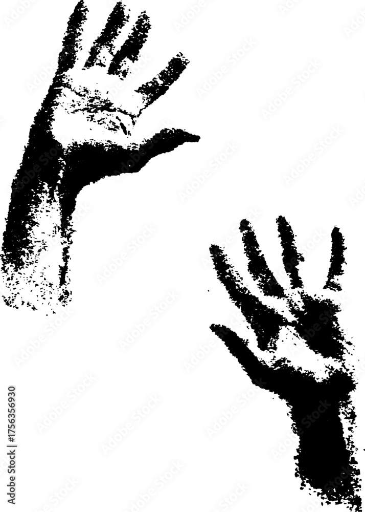 Obraz premium Minimal black and white hand illustration with high contrast for artistic design