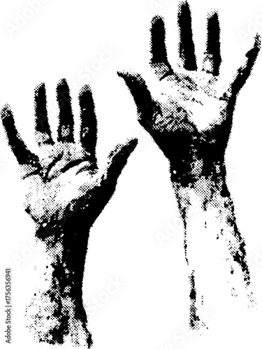 Minimalist high contrast black and white hands illustration for creative design