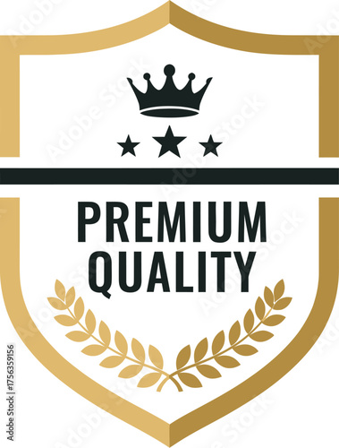 Premium quality crowned shield badge design vector illustration
