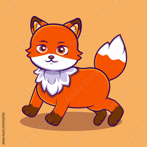 Fox sitting calmly with an inquisitive look, symbolizing thoughtfulness. Cute Character Mascot Illustration.